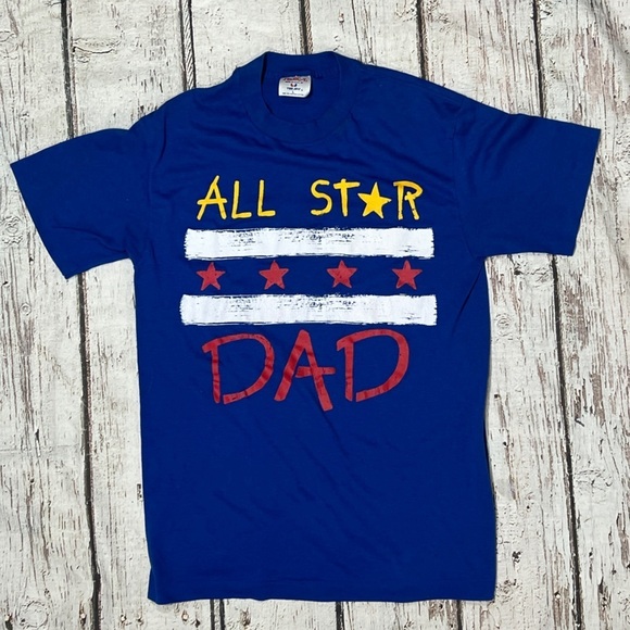 Vintage All Star Dad 1980s Single Stitch 80s Crewneck Fathers Day Tshirt - Picture 1 of 5
